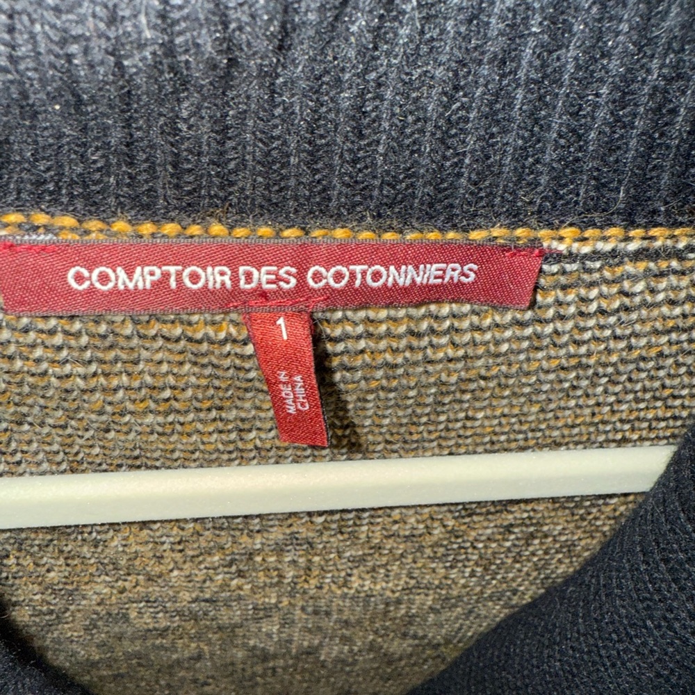 Comptoir Des Cotonniers Black, Gold & Cream Fair Isle Shawl-Collar Cardigan - Picture 2 of 3